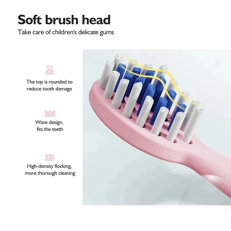 Brosse à dents électrique pour enfants, dessin animé, avec tête de remplacement, Ultra sonique, étan