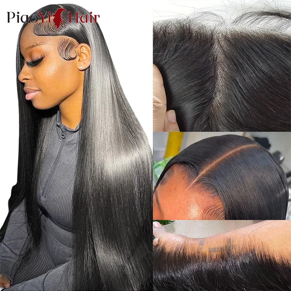 Perruque Lace Frontal Wig brésilienne naturelle, cheveux lisses, 13x6, 13x4, HD, pre-plucked, 4x4, 5