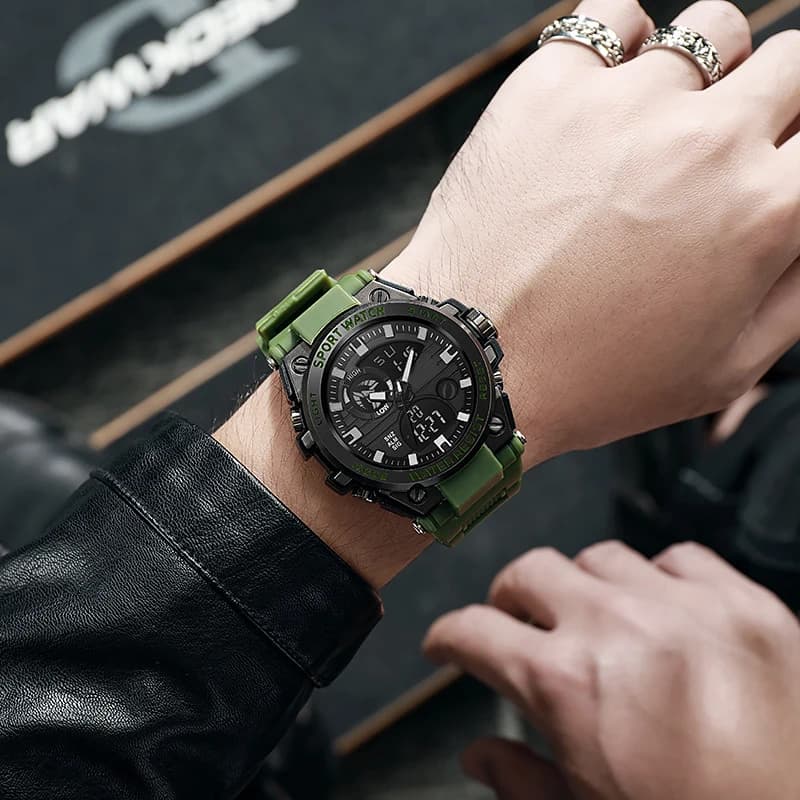 Montre électronique lumineuse LED multifonctionnelle avec double affichage, réveil et chronomètre, u