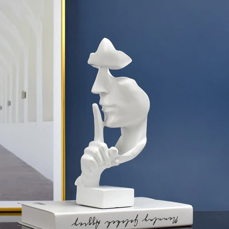 Statue de penseur, Sculpture du Silence est en or, Figurines en résine rétro, décoration de maison p