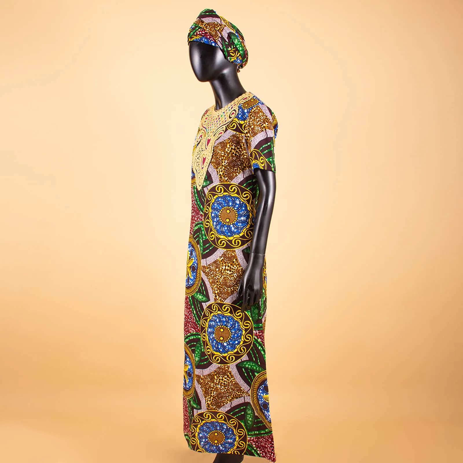 AfriPrecDashiki-Robe sur mesure pour femme, manches courtes, longueur rinçage, décontractée, en coto