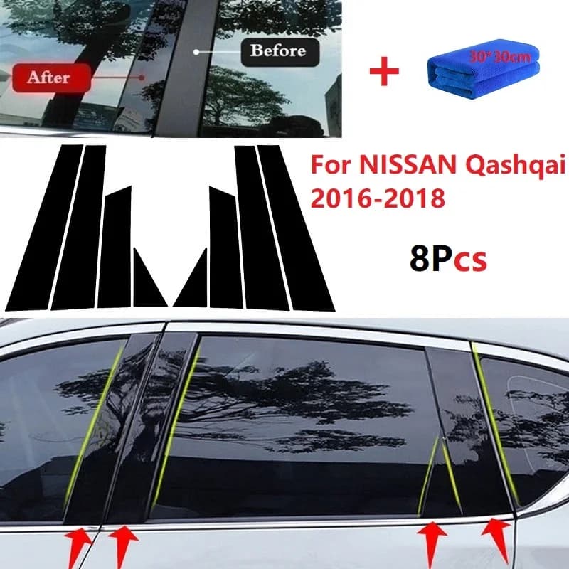 Nouveau chaud 8 pièces poteaux de pilier polis adaptés pour NISSAN Qashqai 2016-2018 revêtement d'ha
