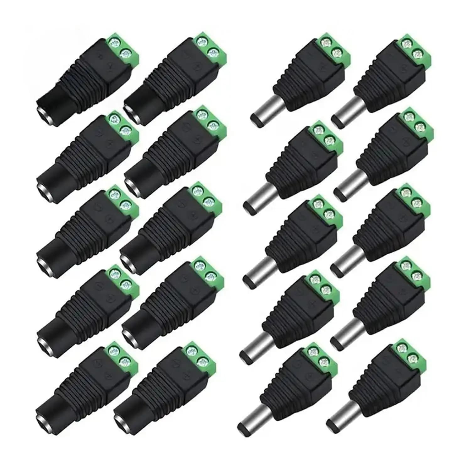 10/20/30 paires de connecteurs d'alimentation 12V DC, 5.5mm x 2.1mm, (10 x mâle + 10 x femelle), ada