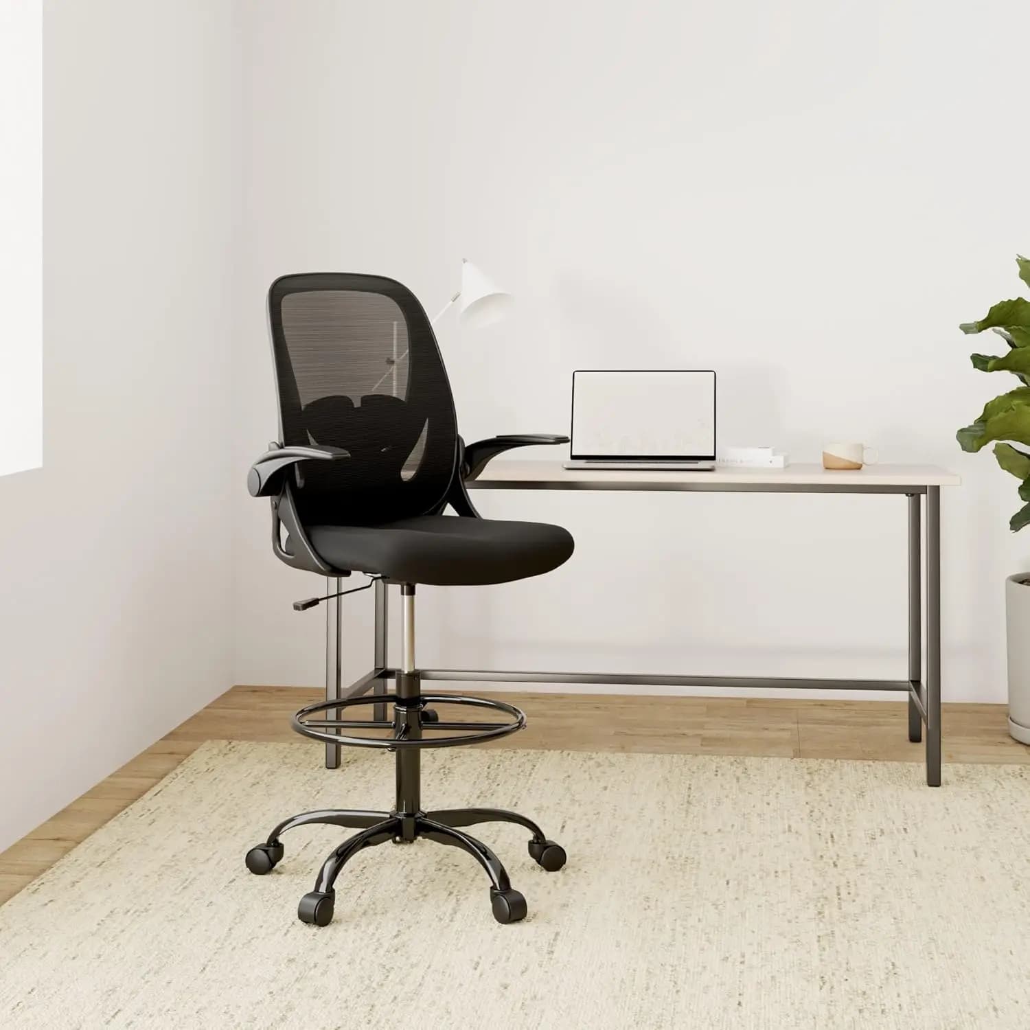 Chaise de bureau haute ergonomique avec accoudoirs relevables, chaise de direction pour bureau debou