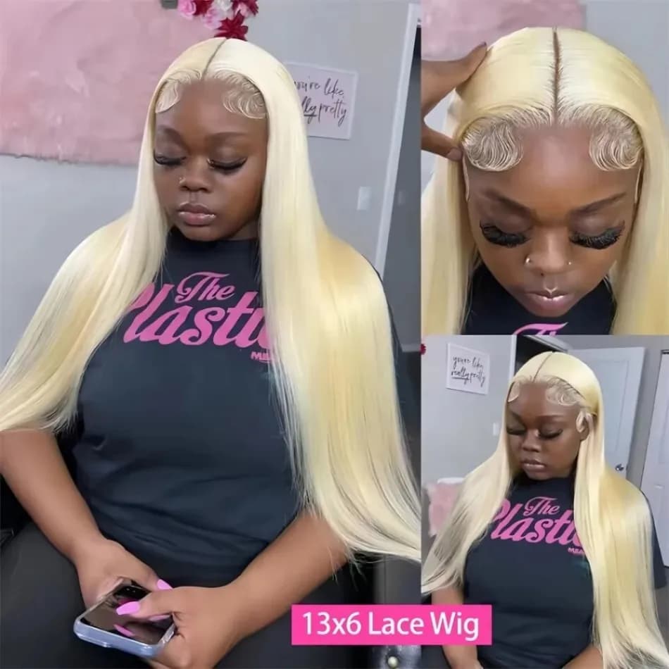 250 densité perruques de cheveux humains Blonde 613 perruques avant de dentelle 13x6 droite cheveux 
