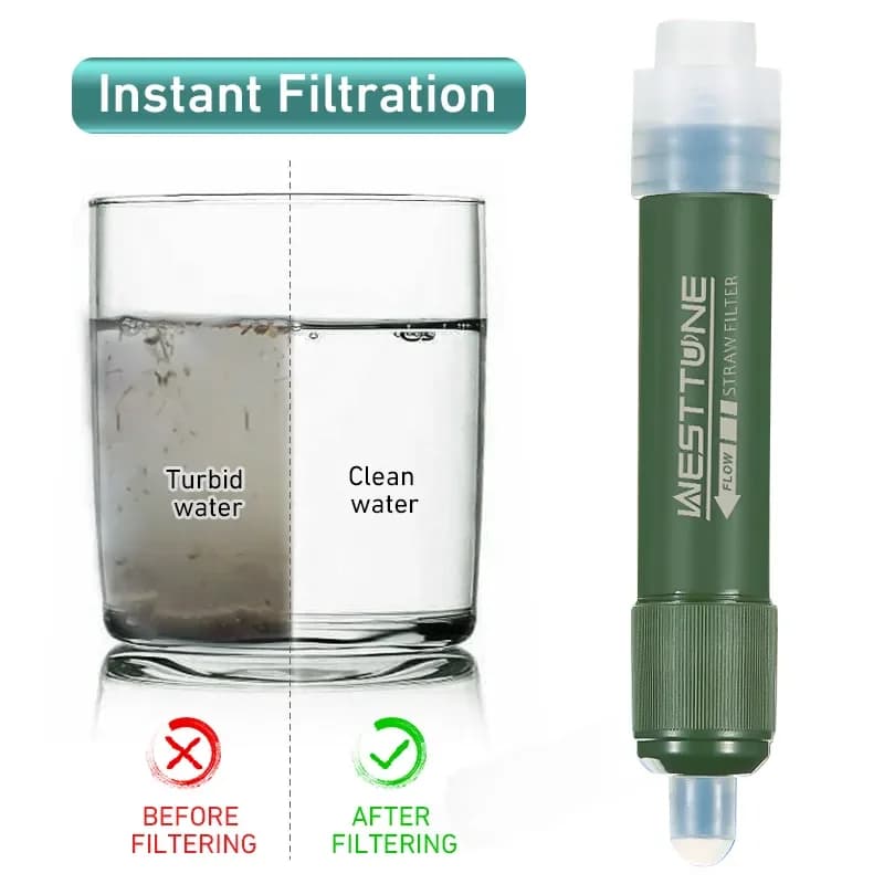 TUP ensemble de paille en plein air mini filtre purificateur d'eau de purification de survivre ou de