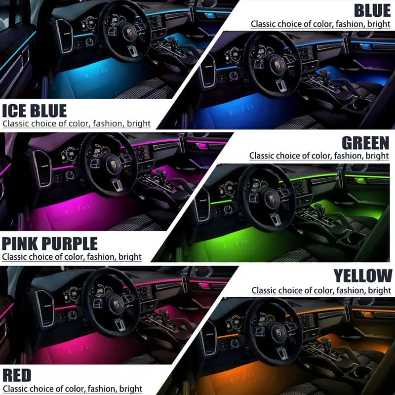 18 en 1 LED lumières d'ambiance de voiture intérieur LED bande acrylique lumière RGB 64 couleur Guid