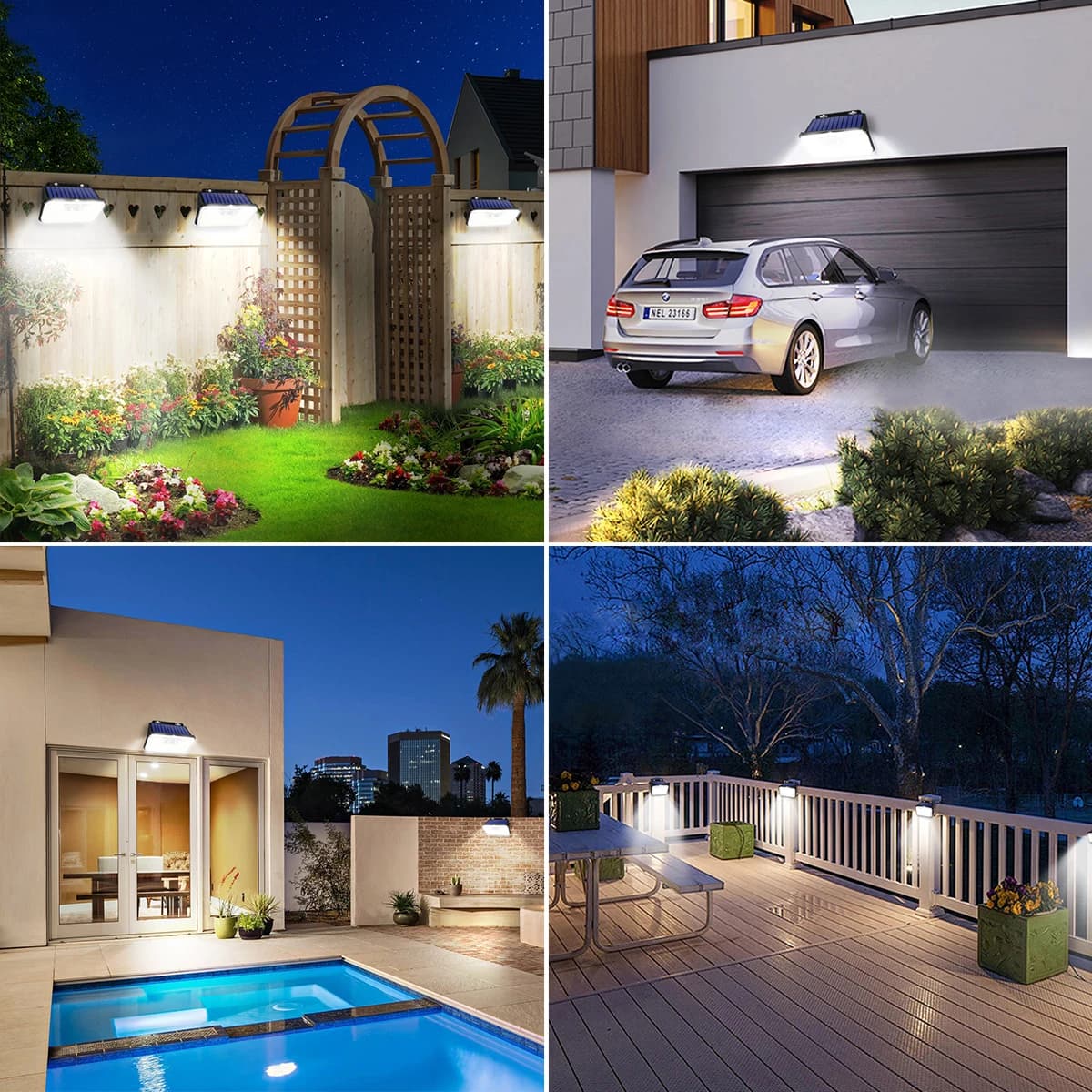 Applique murale solaire imperméable avec détecteur de mouvement, imperméable conforme à la norme IP6