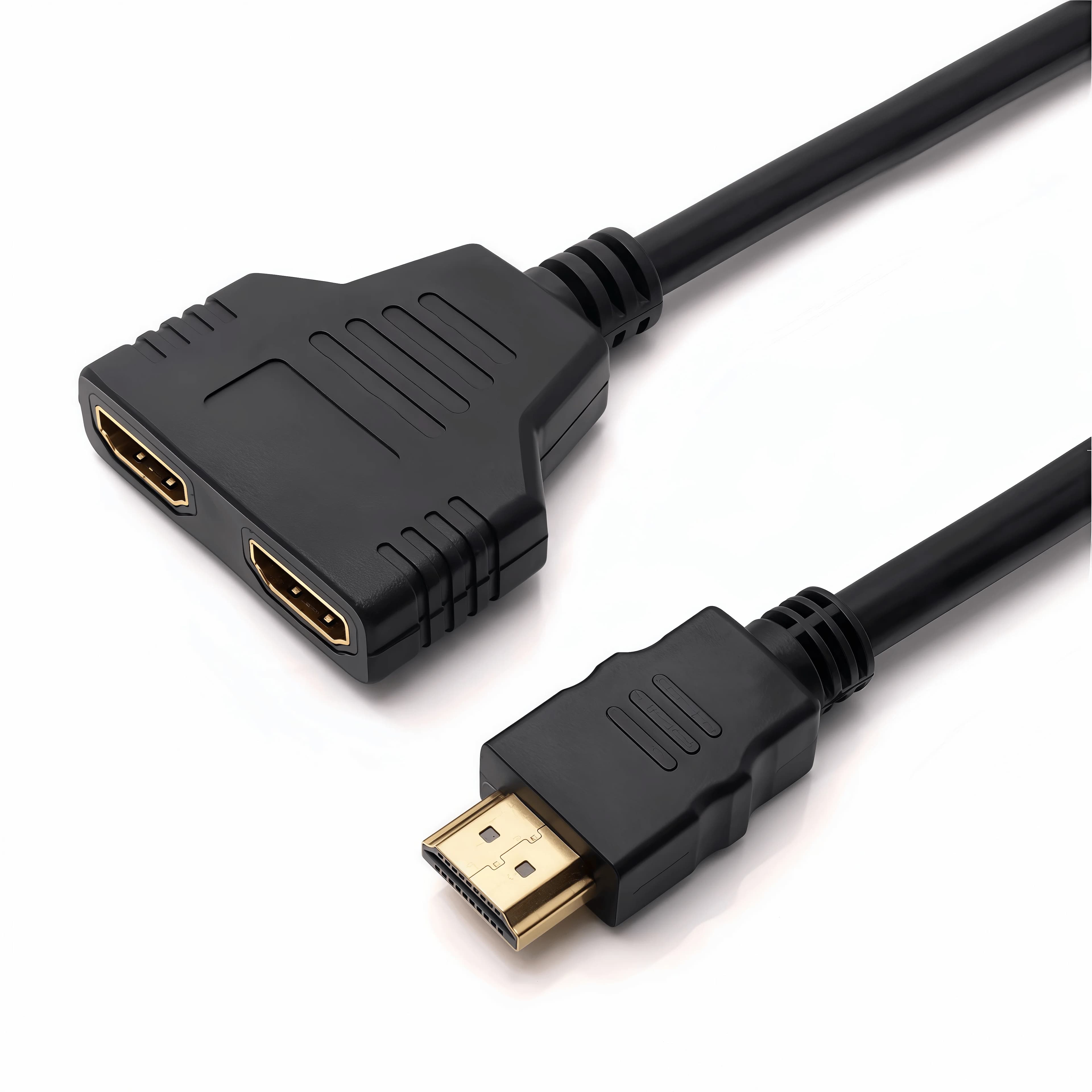 Adaptateur répartiteur HDMI 1 vers 2 – Duplicateur de signal HD 1080P, câble Y mâle vers 2 femelles 