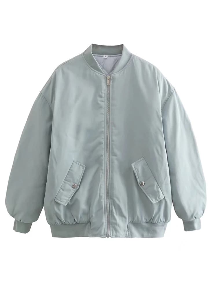 YENKYE – veste bombardier Vintage à manches longues pour femmes, Streetwear, ample, vert, avec ferme