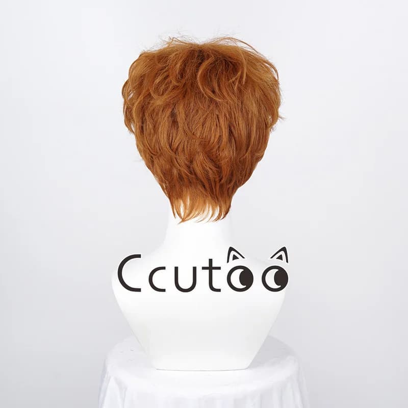 Anime culotte et bas avec porte-jarretelles Burifu Cosplay perruque 30 cm court Orange cheveux boucl