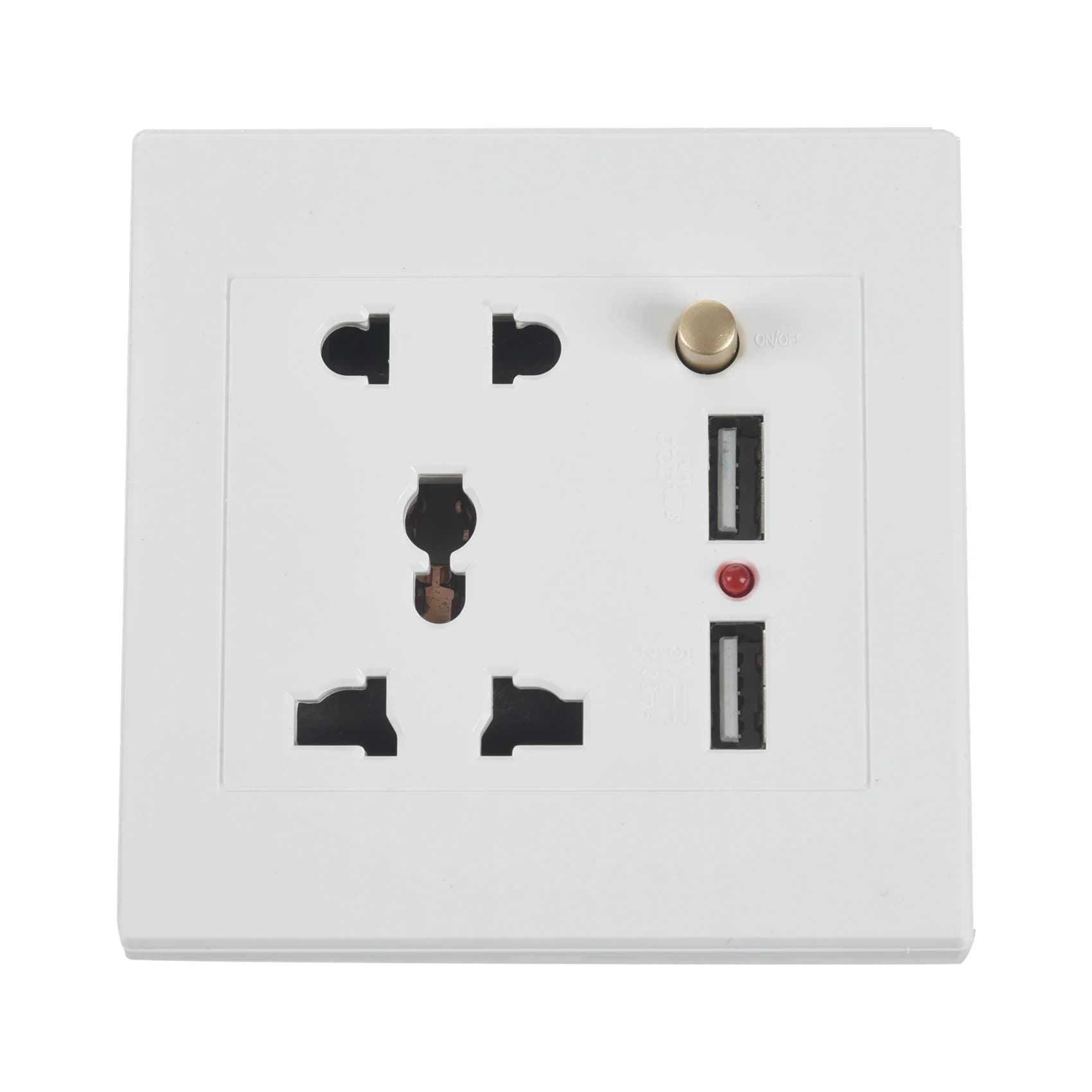 Adaptateur de prise de chargeur mural USB pour touristes, panneau de prise de courant, interrupteur 