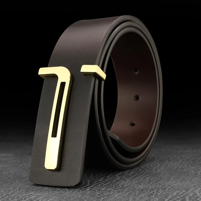 Haute qualité décontracté T lettre Ceinture hommes en cuir boucle lisse mode personnalité Ceinture j