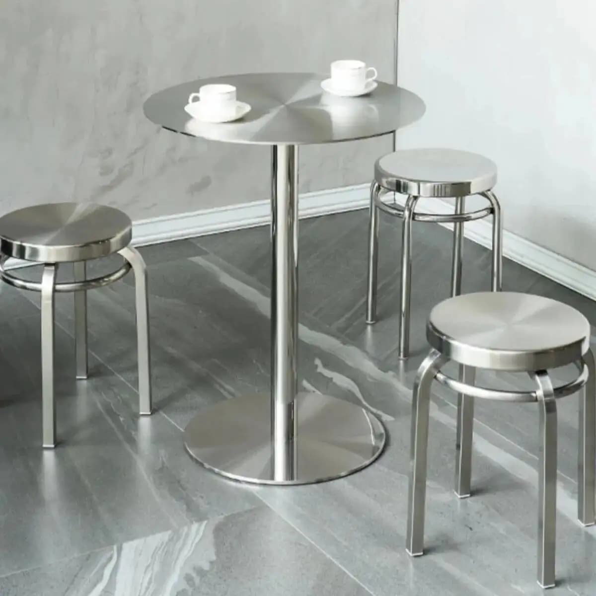 Tabouret rond léger et moderne en acier inoxydable, tabouret bas Simple, tabouret de loisirs, hôtel,