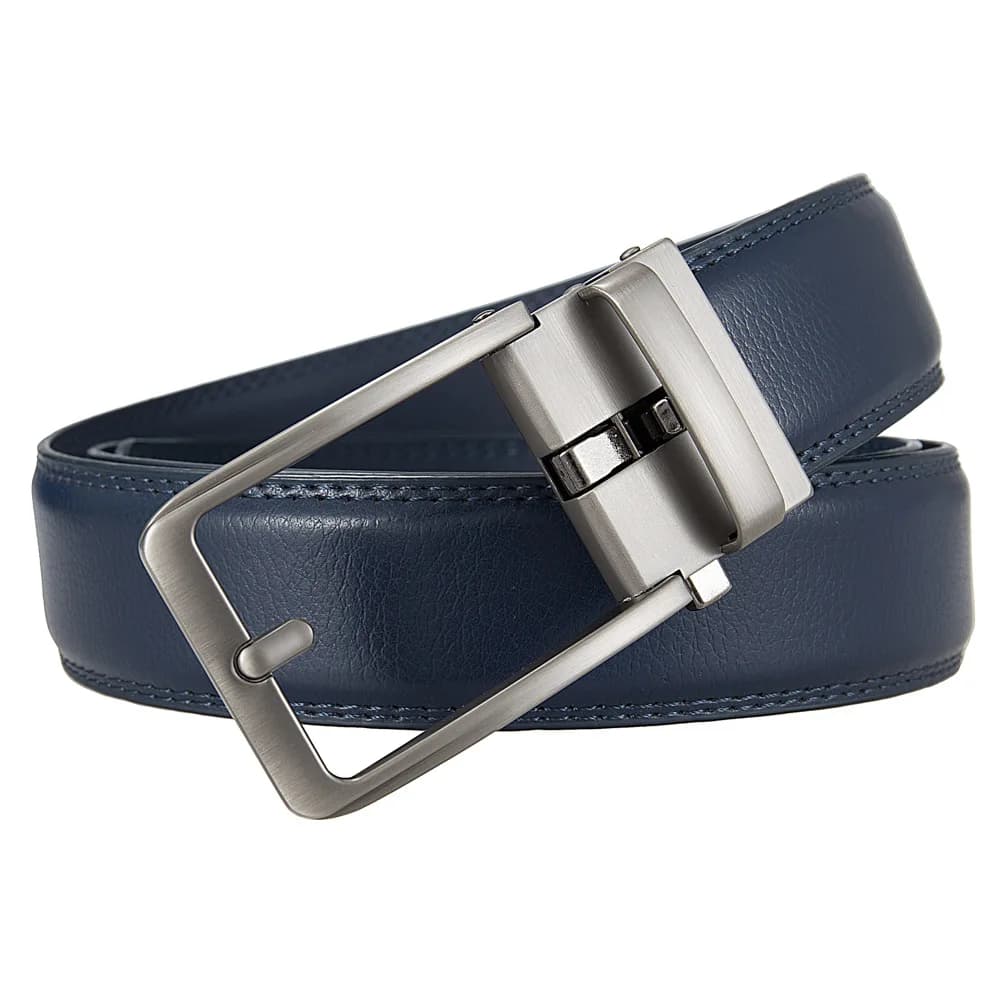 Ceinture en cuir véritable pour homme, largeur 3.5cm, automatique, bleu, mode formelle, business, en