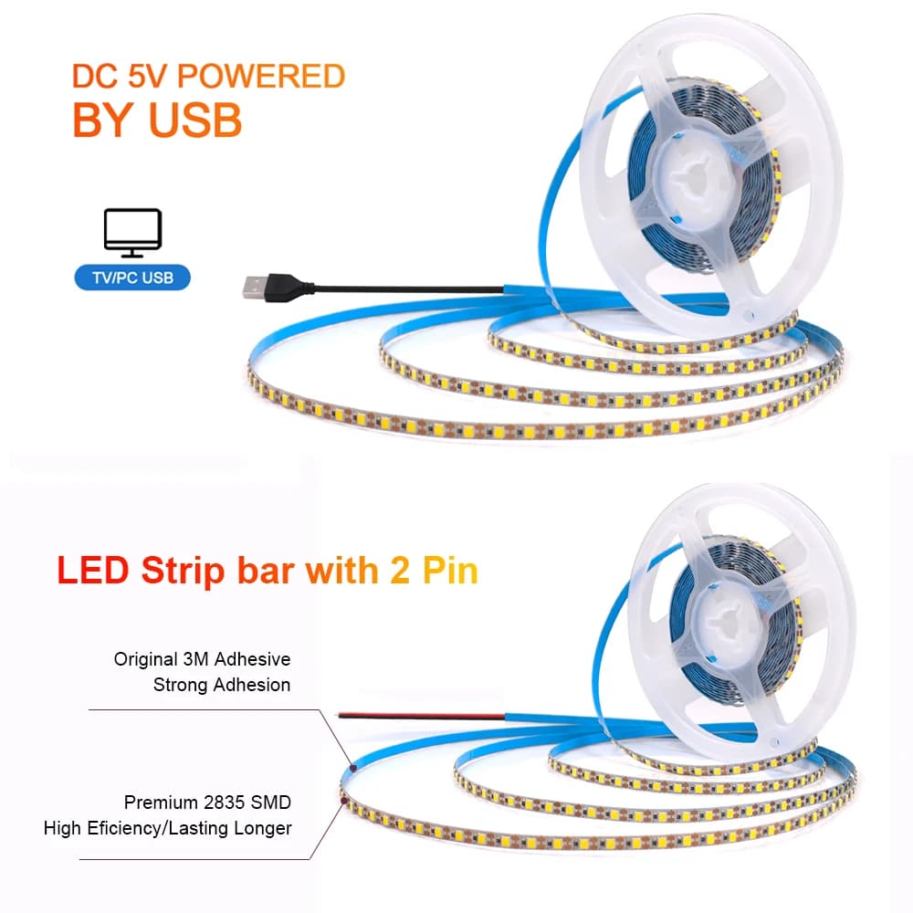 Bande lumineuse LED USB blanche chaude, éclairage de fond TV, lampe de décoration intérieure, bande,