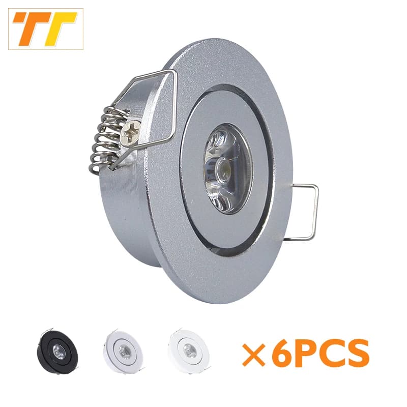 6 pièces Led Mini vers le bas lumière 3W 1W Dimmable Spot lumières encastrées AC85-265V plafonnier e