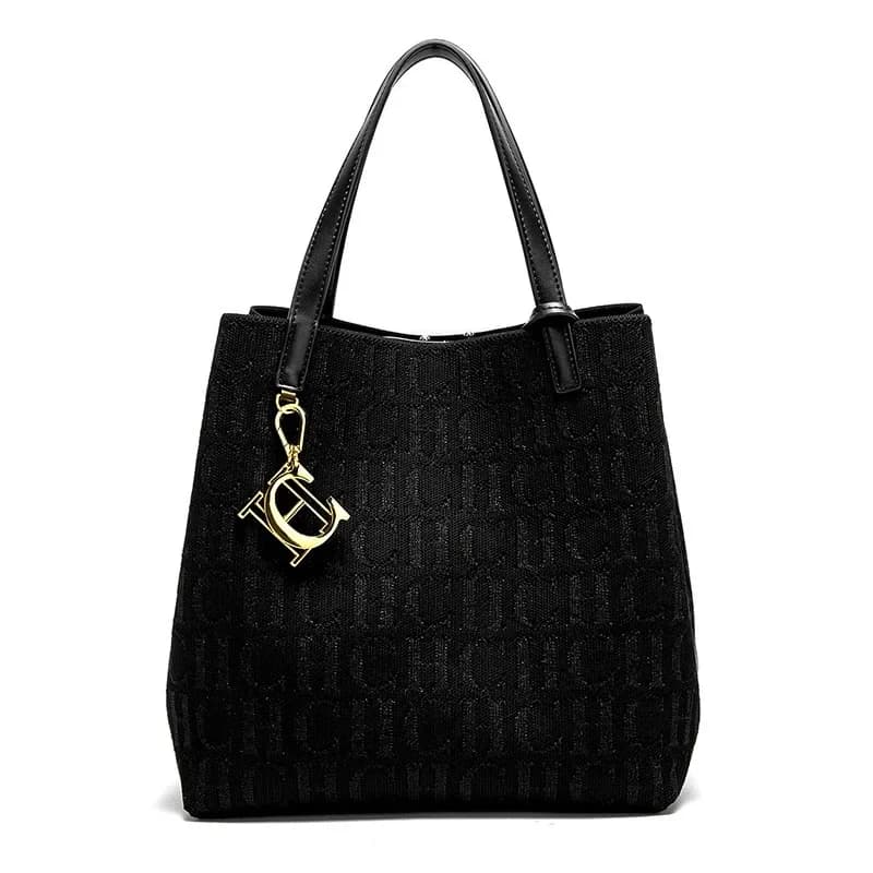 Sac fourre-tout grande capacité CH pour femme, sac à bandoulière minimaliste de couleur unie avec im