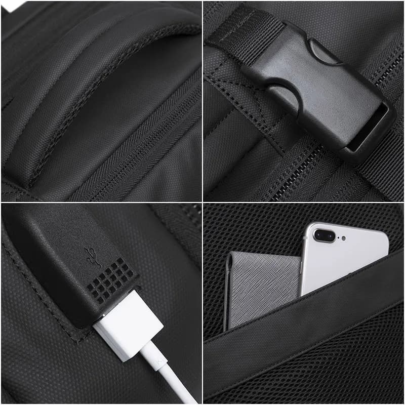 BANGE extensible hommes sac à dos étanche 17.3 pouces sac à dos pour ordinateur portable homme grand