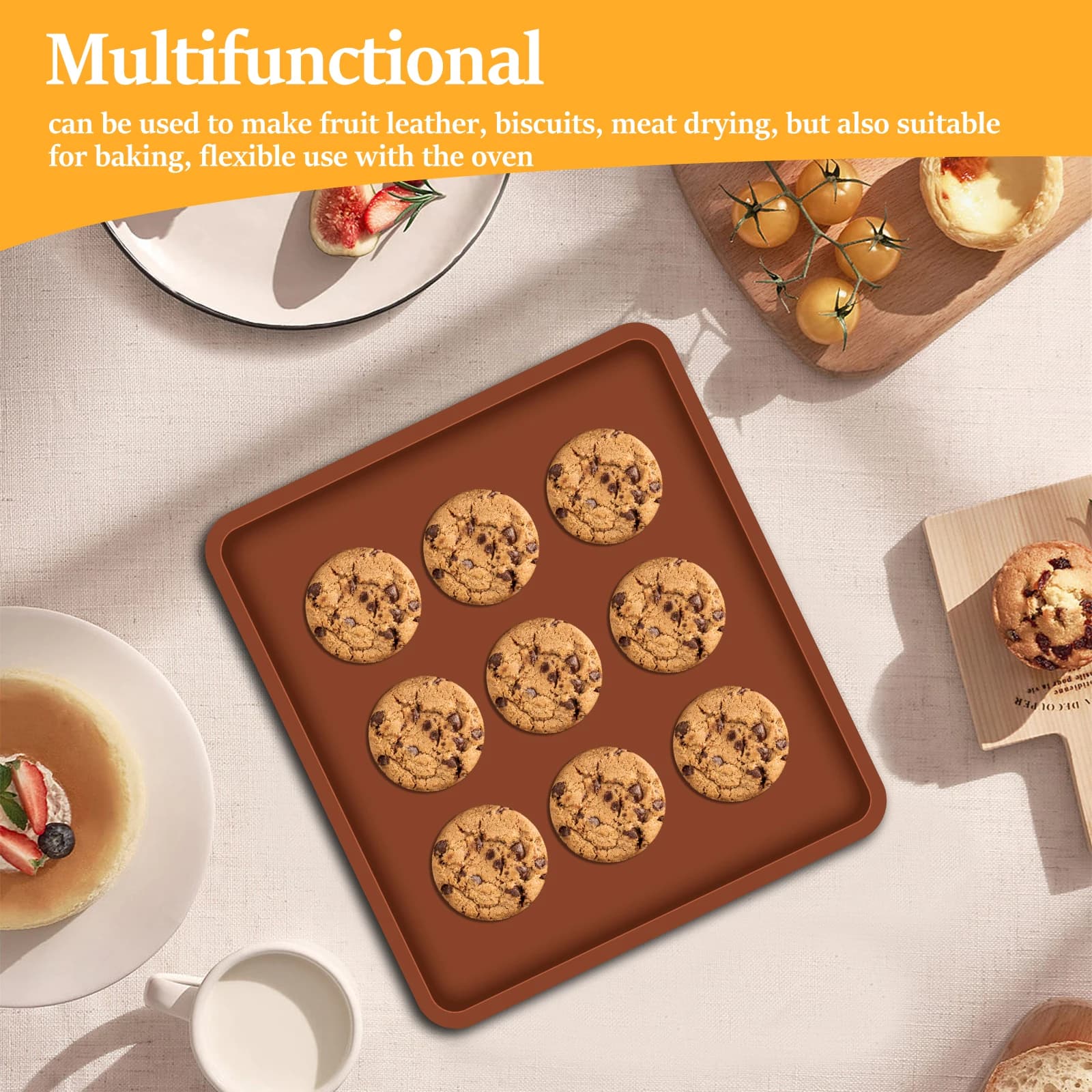 Feuilles de décollage en silicone antiadhésives, tapis de cuisson, plateaux pour fruits et gâteaux, 