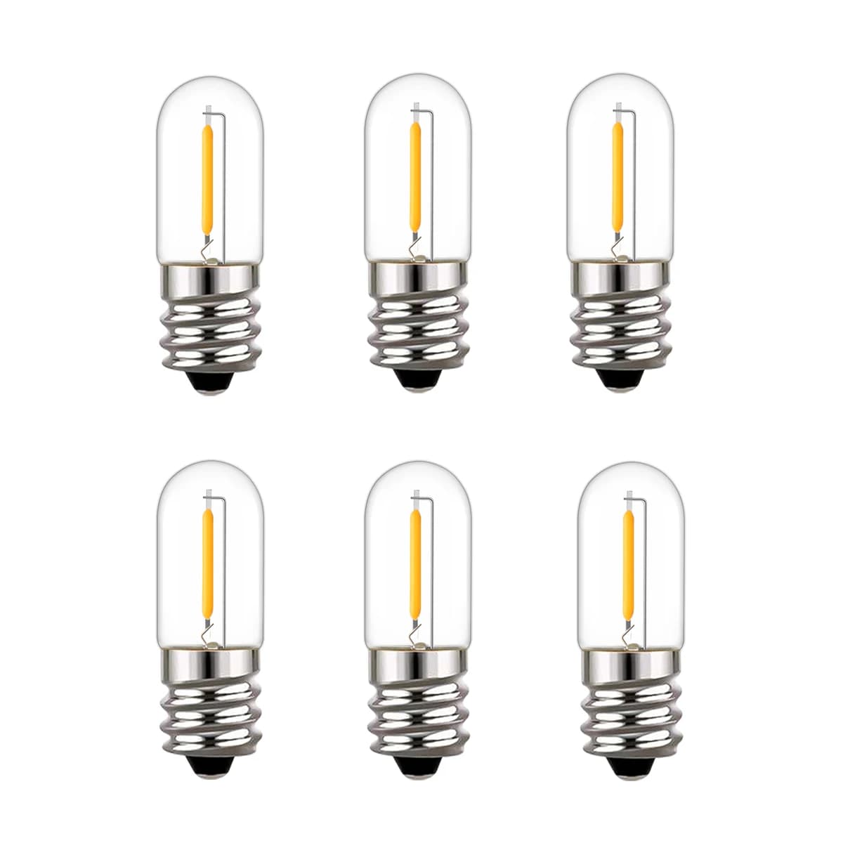 Ampoule à Filament Tubulaire LED E14, T16, E12, Verre Ambre, Lampe Edison 0.6W, Blanc Chaud 2200k 11