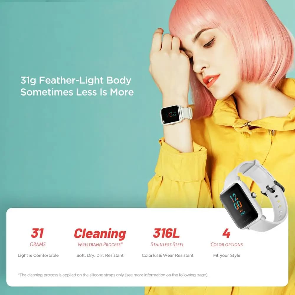 Amazfit SmartWatch Bip S GPS GLONASS 31g corps plume-lumière Bluetooth mesure de la fréquence cardia