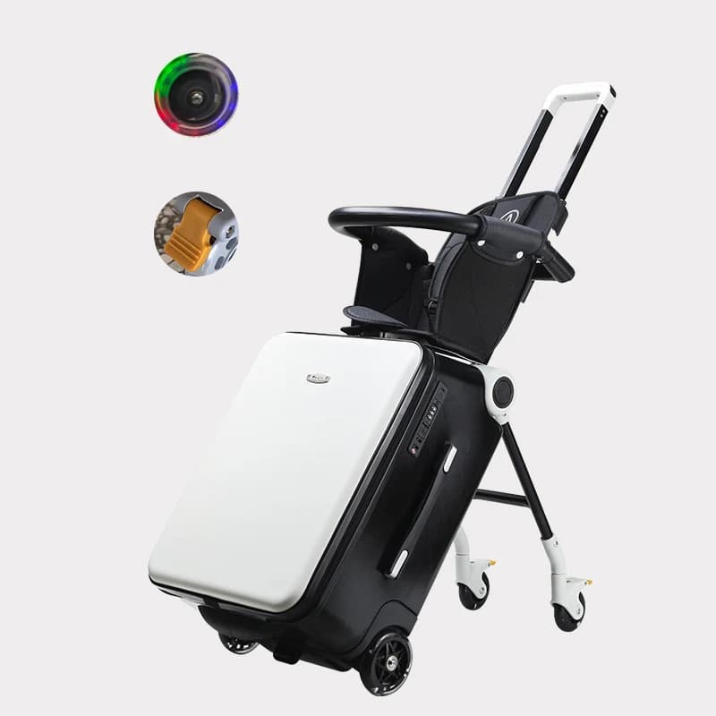Valise pour enfants avec roulettes, grandes valises avec conception de siège enfant, bagage à main r