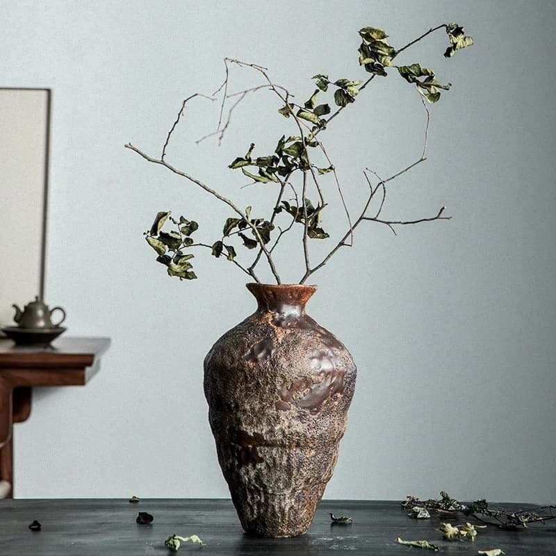 Pot de poterie décoratif, Arrangement de fleurs fait à la main, Vase en céramique rétro, décoration 