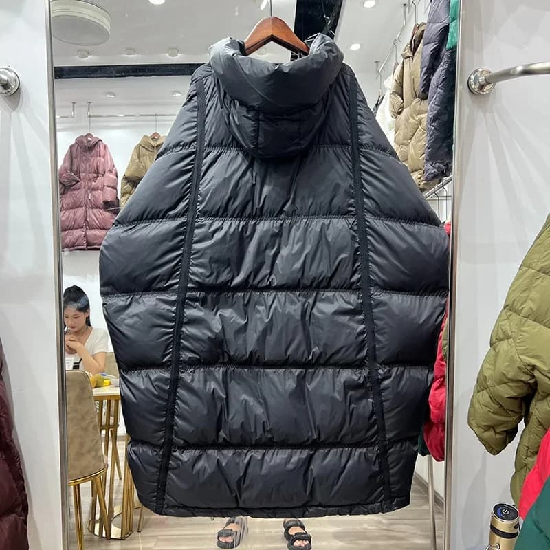 Veste longue en duvet de canard blanc pour femme avec capuche, vêtements d'extérieur chauds, manteau