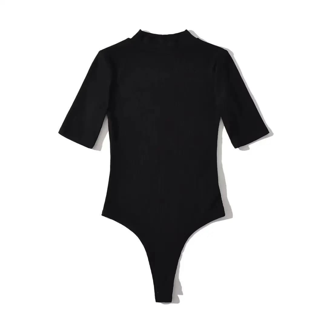 Combinaisons d'été à manches courtes pour femmes, col montant, taille slim extensible, disponible en