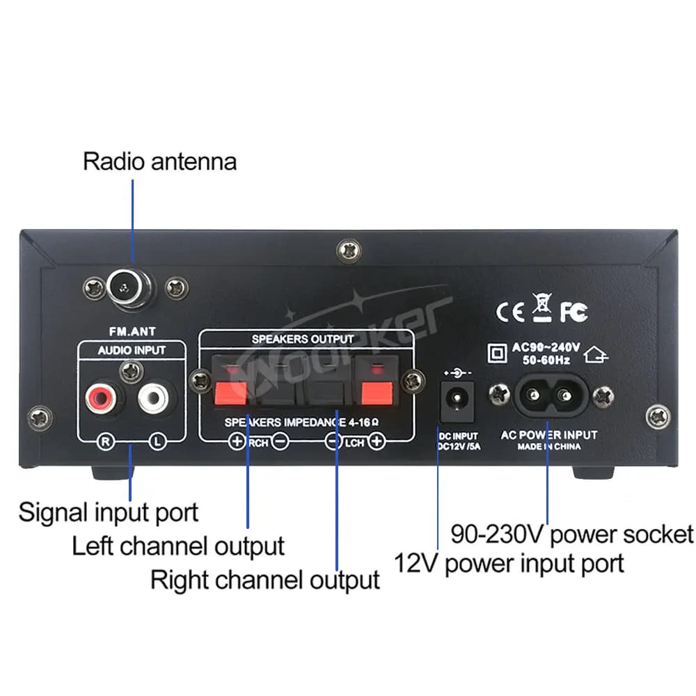 Woopker HiFi amplificateur numérique AK45 Bluetooth MP3 canal 2.0 amplificateur sonore Support 90 V-