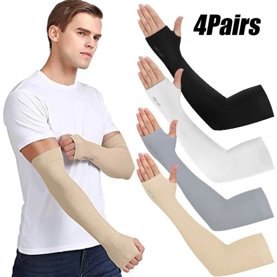 4 paires d'été en soie glacée Protection solaire manchon de glace unisexe mode Sports de plein air c