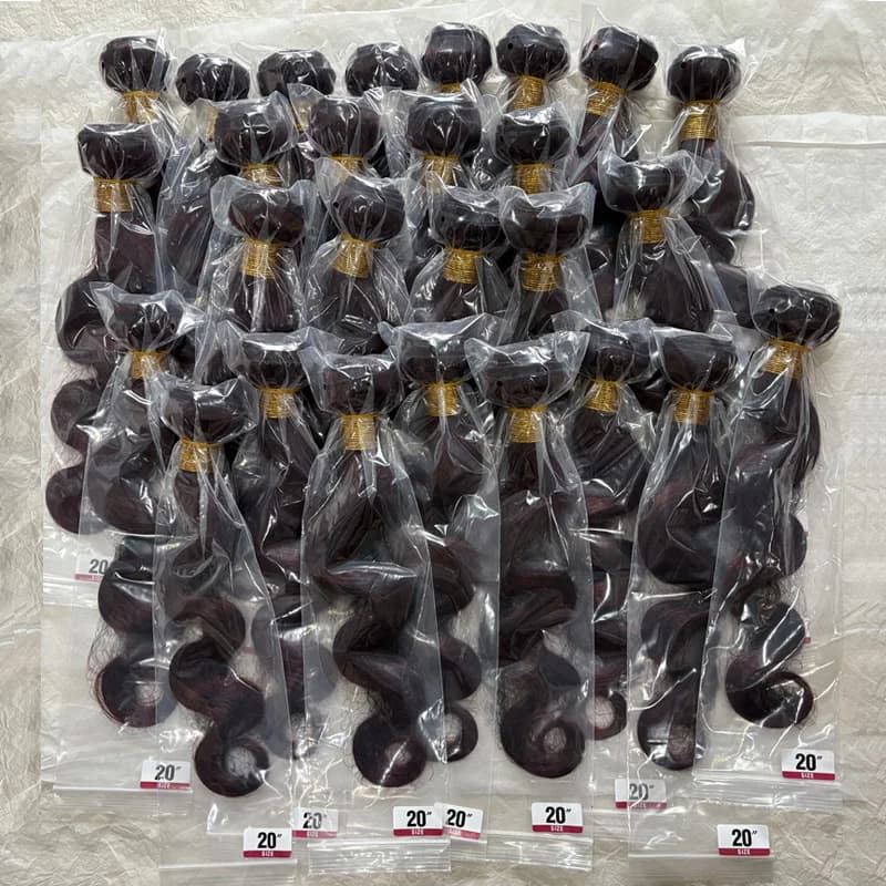 Extensions de Cheveux Humains Bruts 100% Non Traités 16A, Bundles Ondulés Bourgogne 99j, Lot de 3 ou