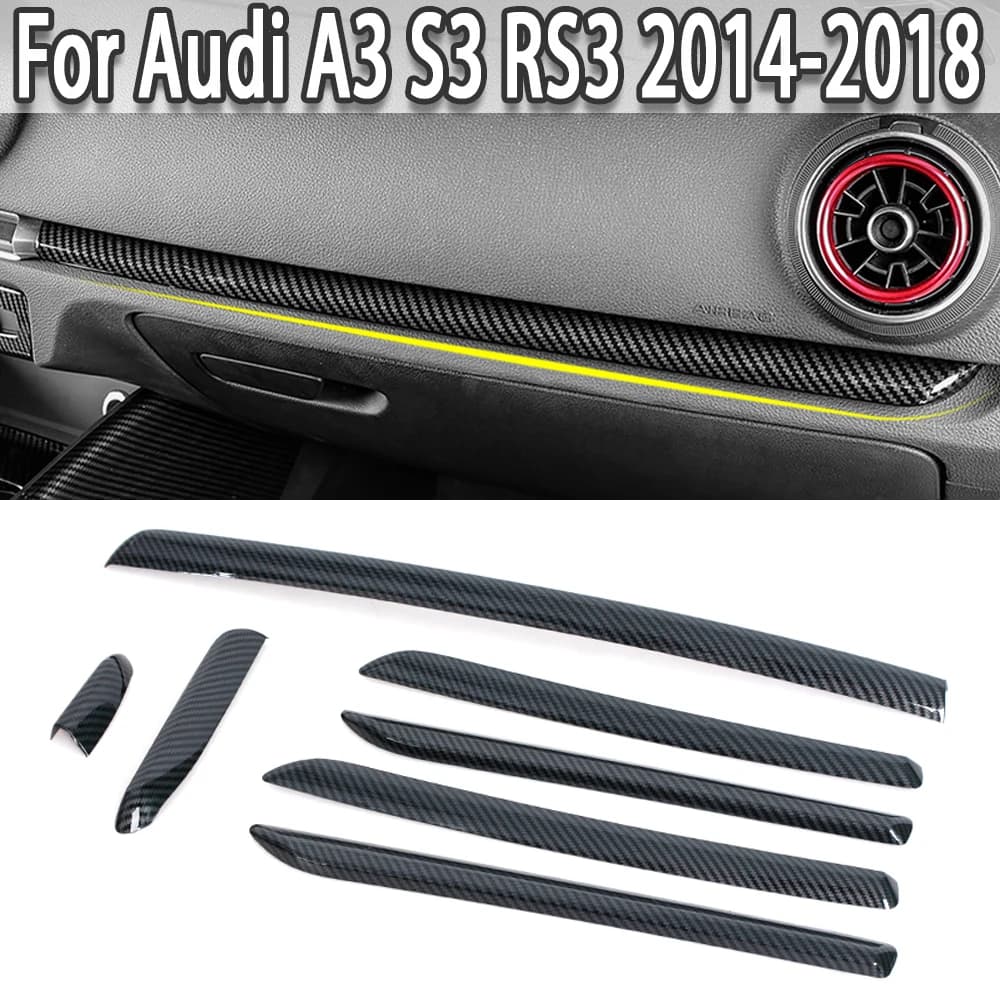 Panneau de porte de Console centrale LHD de voiture, garniture en Fiber de carbone ABS pour Audi A3 