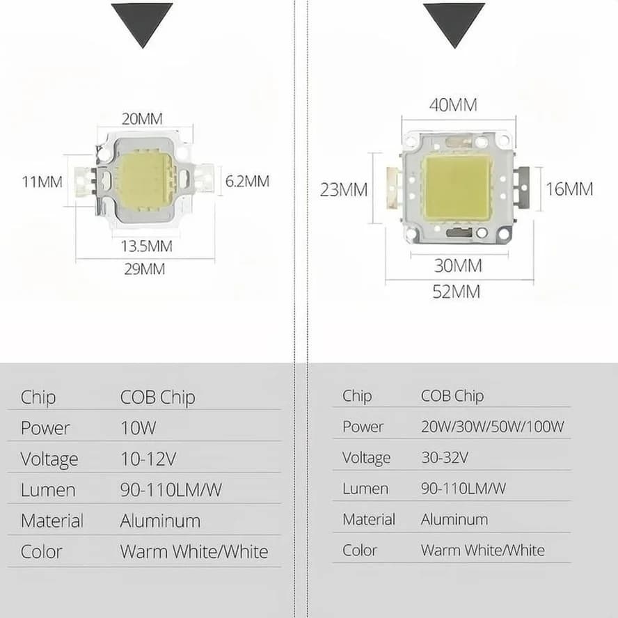 3/pcs haute luminosité LED perles puce 100W 50W 30W 20W 10W LED COB puce blanc chaud blanc pour bric