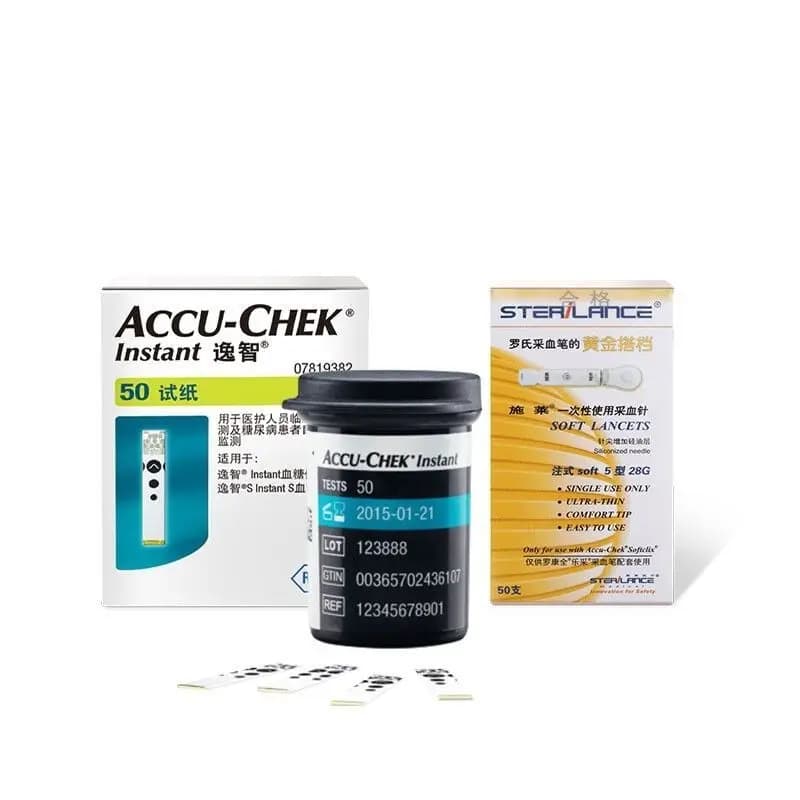Roche-Bandes de test instantané ACCU Chek, bandelettes de test de glucose pour diabétique, prélèveme