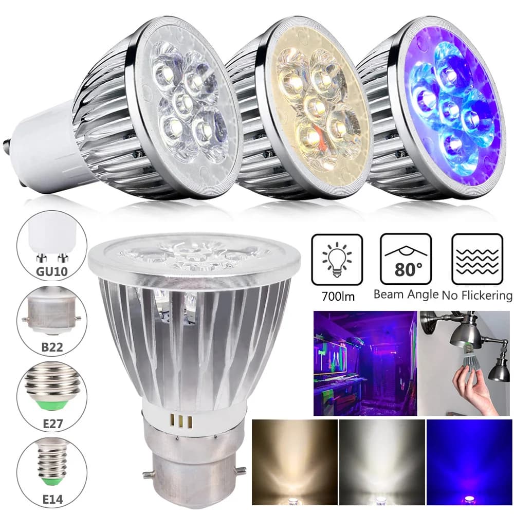 E27 E14 B22 GU10 ampoules LED encastrées ampoule de projecteur haute puissance 5W = 30W lampe de rem