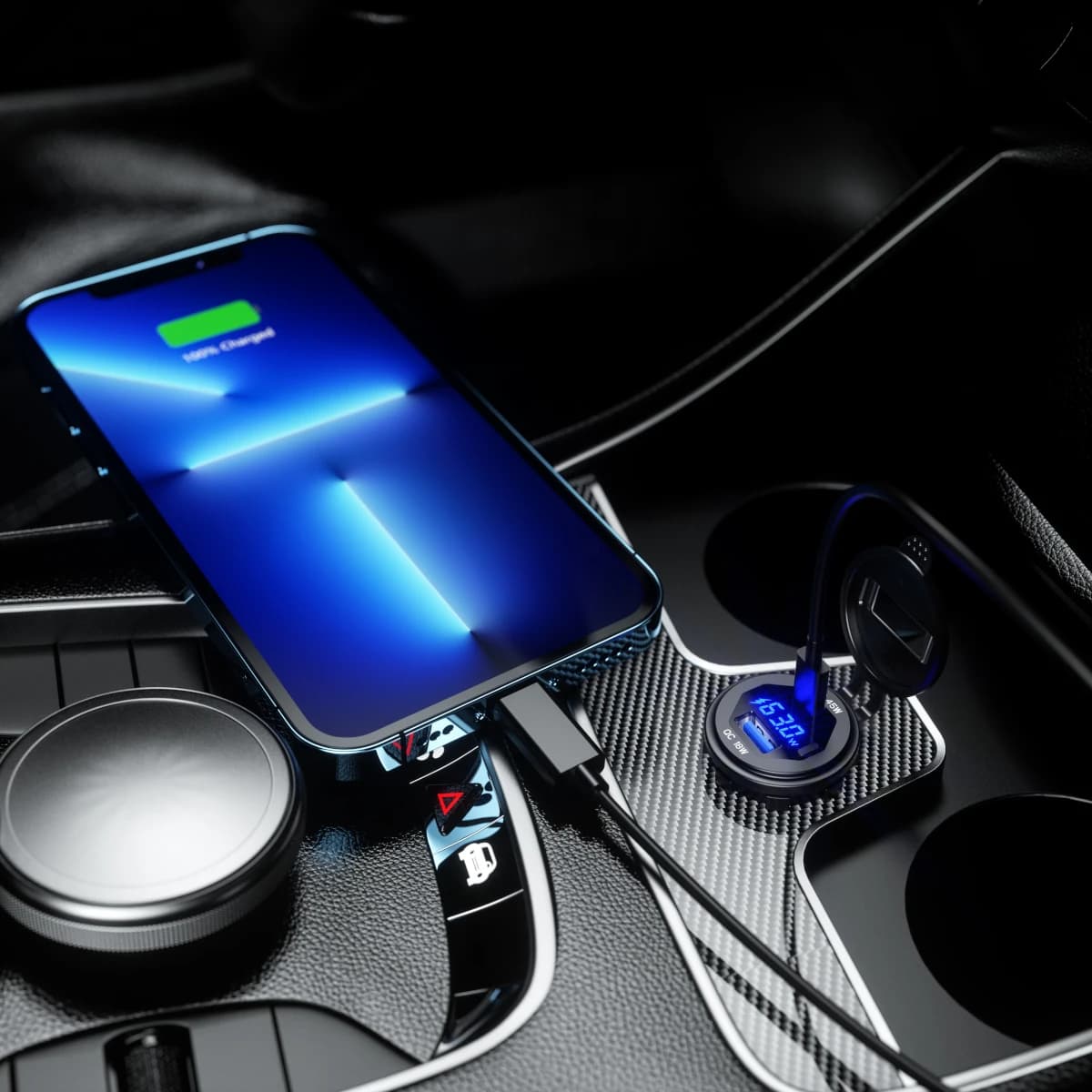 Prise de chargeur de voiture USB 45W type-c PD QC3.0, 12V 24V, Charge rapide, interrupteur de voltmè