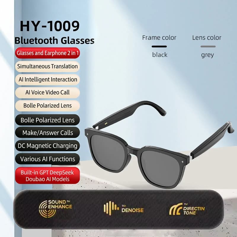 Lunettes de traduction intelligentes IA Chat GPT, lunettes de soleil tactiles, casque d'interprétati