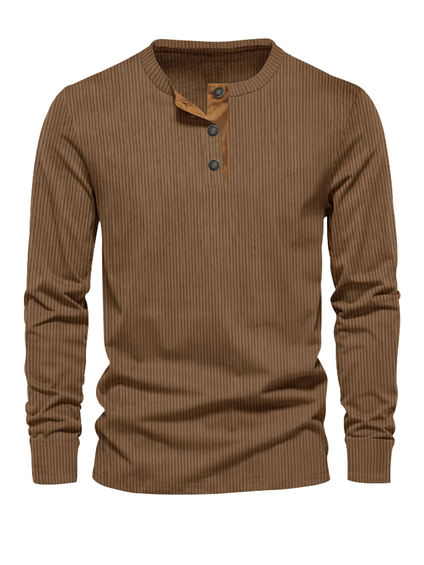 Nouveau T-shirt décontracté en velours côtelé pour homme, coupe slim, couleur unie, manches longues,