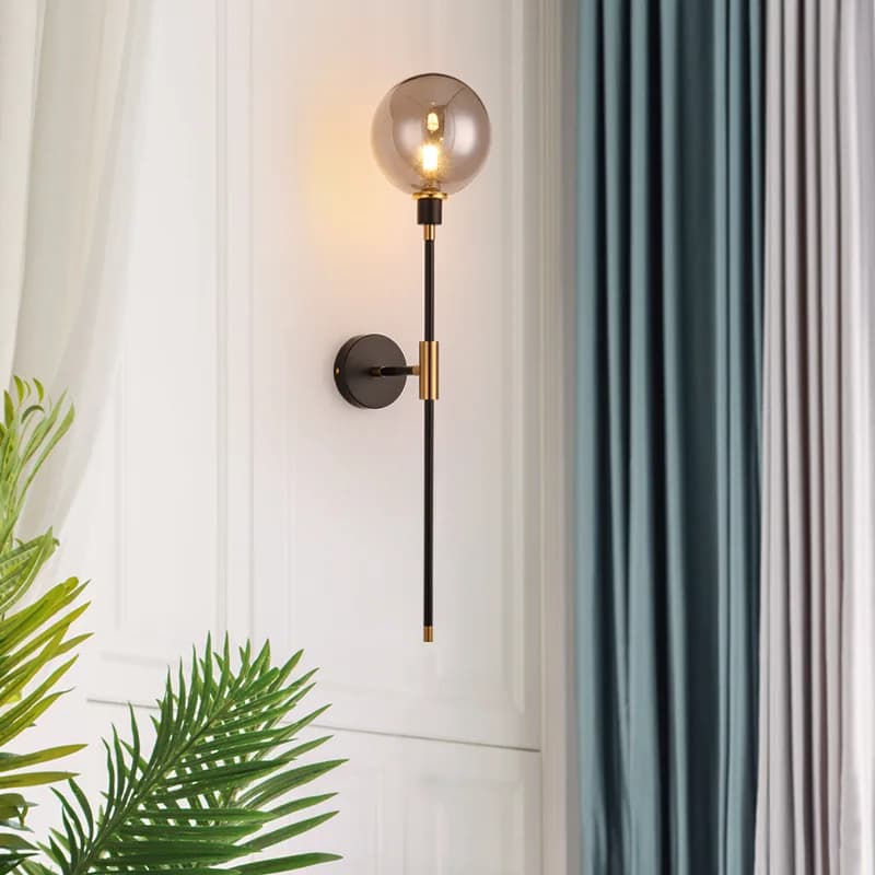 Applique murale Led moderne en forme de haricot magique, boule de verre en fer noir, pour salon, cha