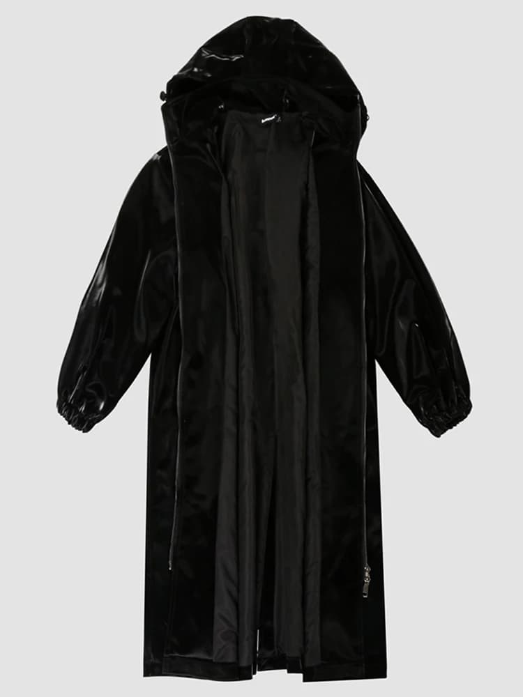 Mauroicardi-Manteau Long en Faux Cuir PVC pour Femme, Imperméable et Brcorporelle, avec Poignées, Ca