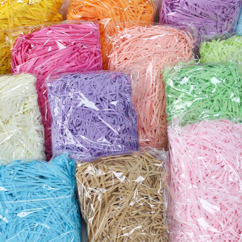 Remplisseur de fragments de papier raphia à paillettes, 20/50g, pour emballage, panier vide et embal