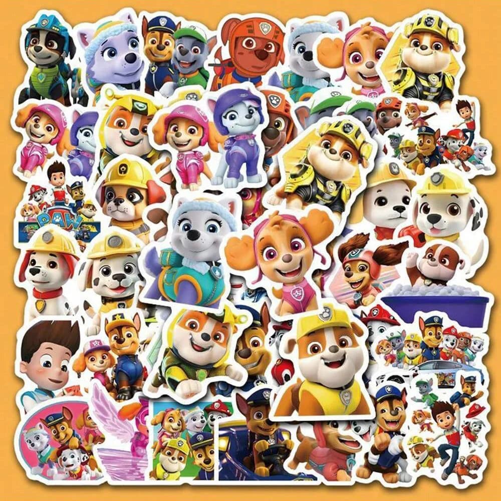 Autocollants de patrouille de patte, 80 pièces, autocollants de dessin animé en PVC, jouets de décor