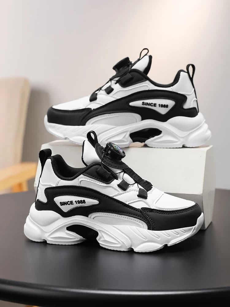 🔥   Sneakers pour enfants entièrement noires avec boucle rotative |   Très facile à mettre et à enle