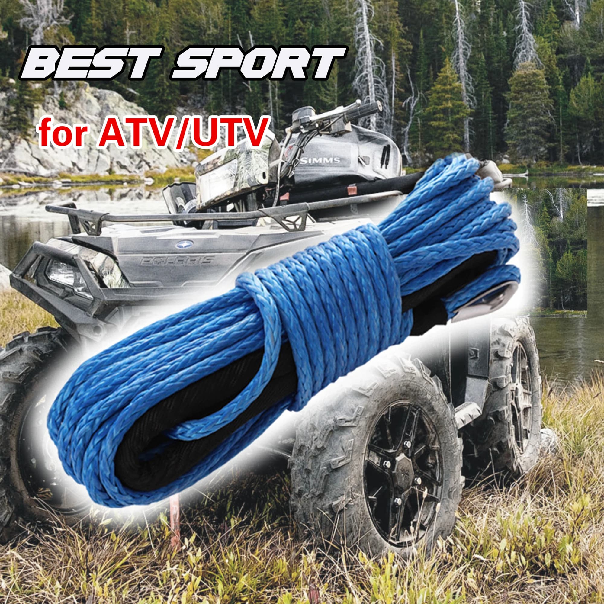 Meilleur Sport 6mm x 15m 7700LBs câble de ligne de treuil synthétique avec manchon de protection noi