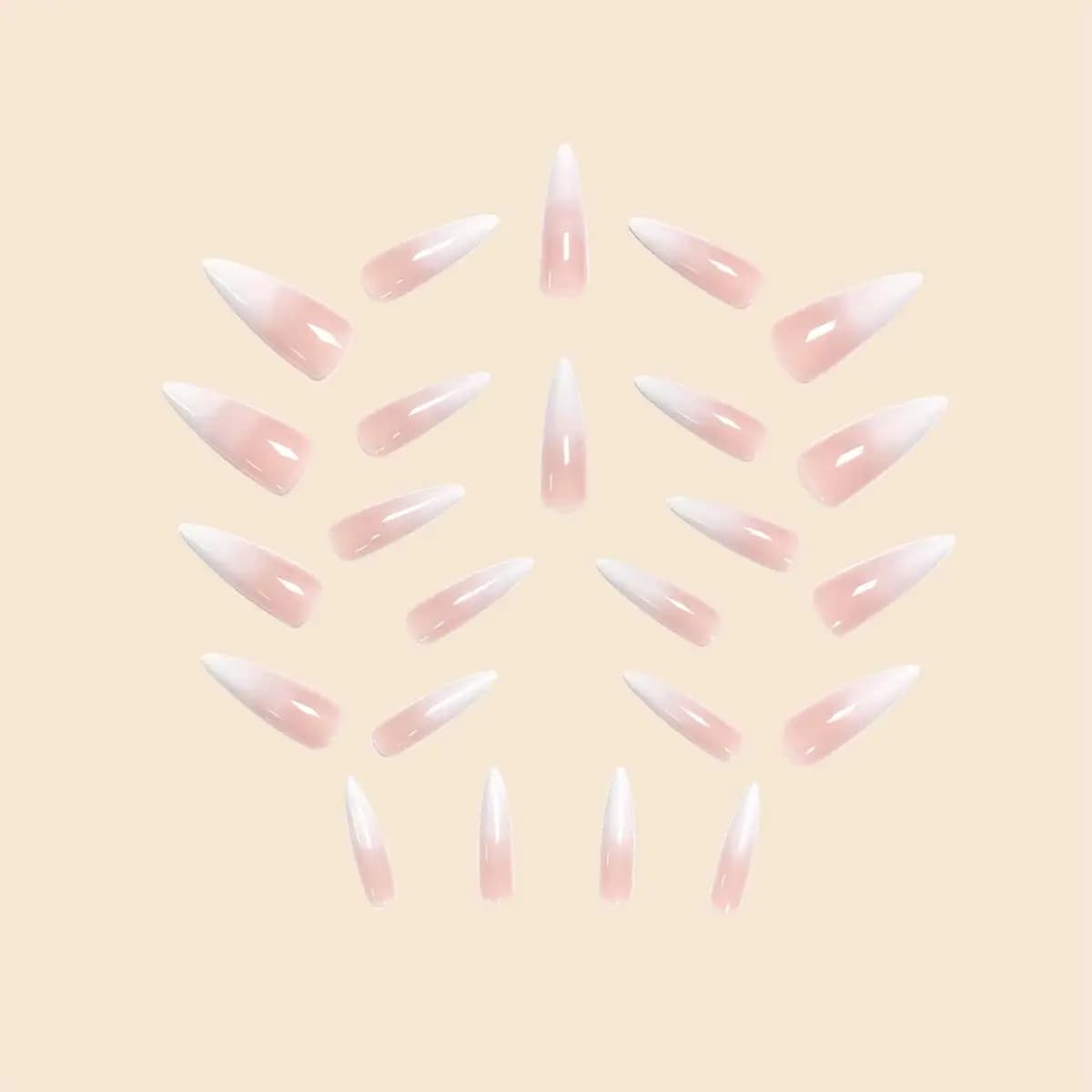 Tendances de la mode 24 pièces/ensemble femmes filles Long Stiletto français blanc dégradé couvertur
