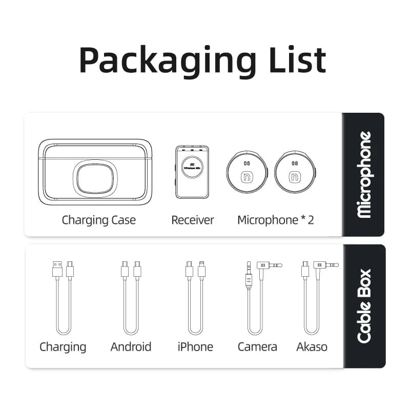 NUNAVO Microphone sans fil pour AKASO EK7000/EK7000Pro/V50X/V50 Elite/Brave 4/Brave7 LE/Brave 4 Pro,