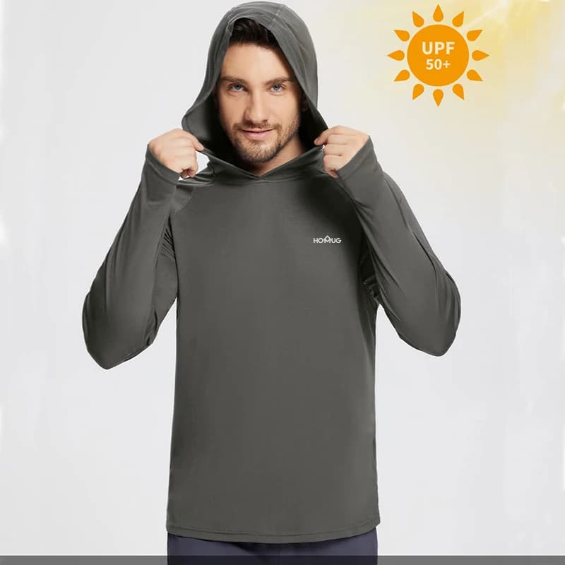 Sweat à capuche pour hommes Protection solaire UPF50 + T-Shirt à manches longues chemise de cyclisme