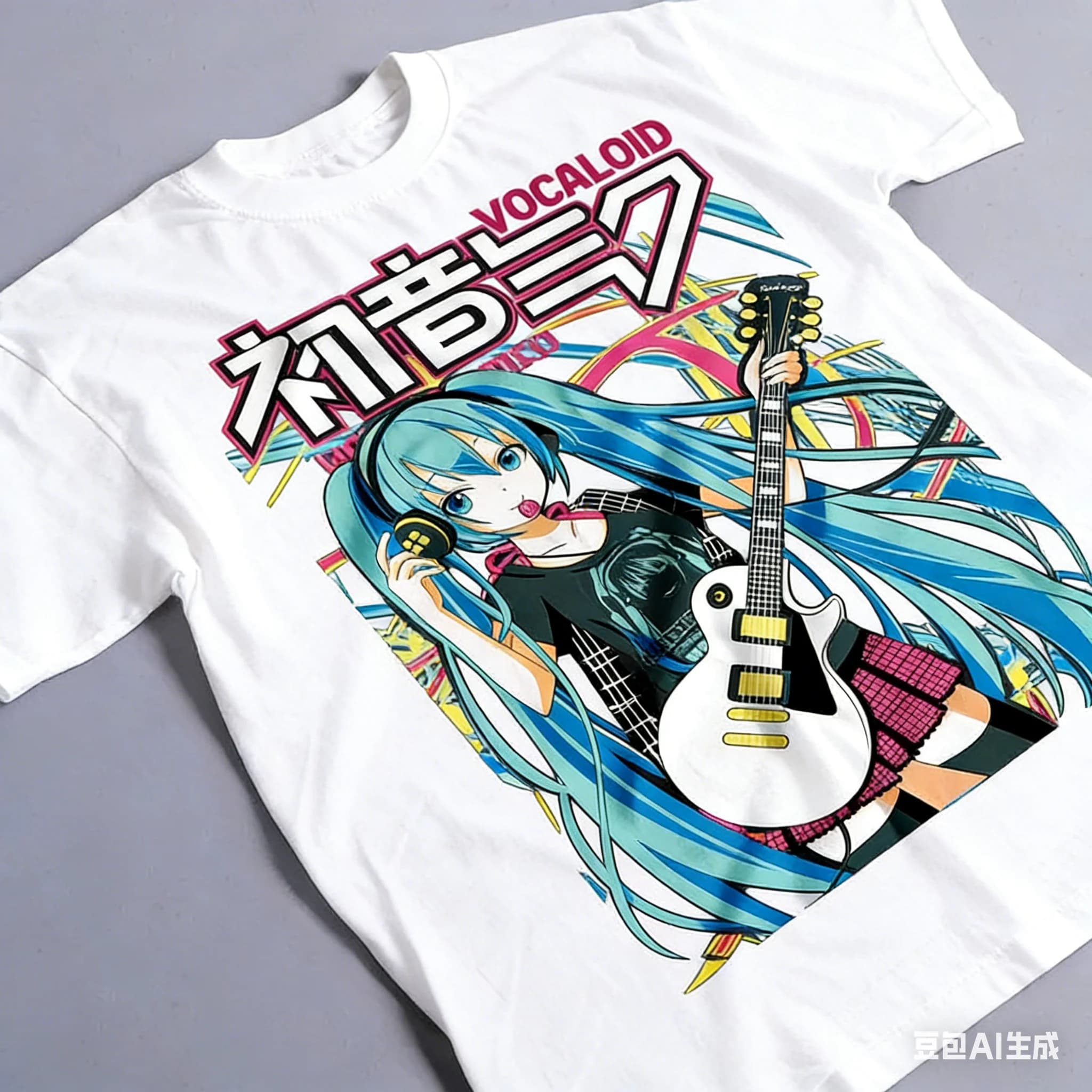 Nouveau style été 2026 #   Hatsune Miku #   T-shirt en coton ample de style cyberpunk, motif dessin 